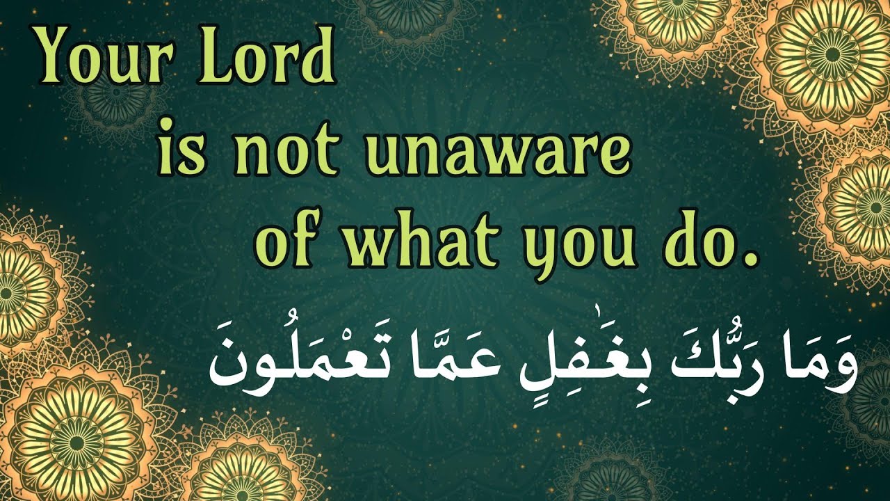 Your Lord is not unaware of what you do  وَمَا رَبُّكَ بِغَـٰفِلٍ عَمَّا تَعْمَلُونَ