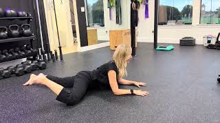 Prone press up with hip IR