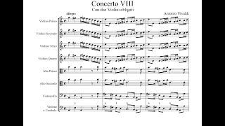 Antonio Vivaldi - Concerto for 2 Violins in A minor RV 522 (Sheet Music Score)