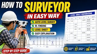 Auto Level Surveying for Beginners | RL Calculation + Level Sheet Preparation.