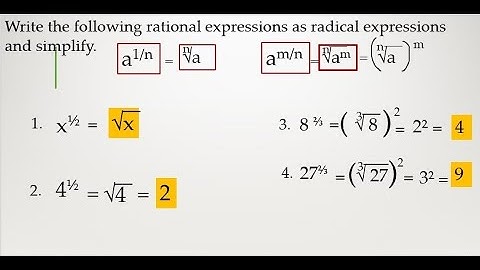 Writing Expressions with  Rational Exponents as Radical Expressions and Vice Versa// Grade 9