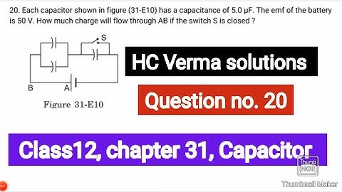 Each capacitor shown in figure (31-E10) has a capacitance of 5.0 μF. The emf of the battery is 50 V