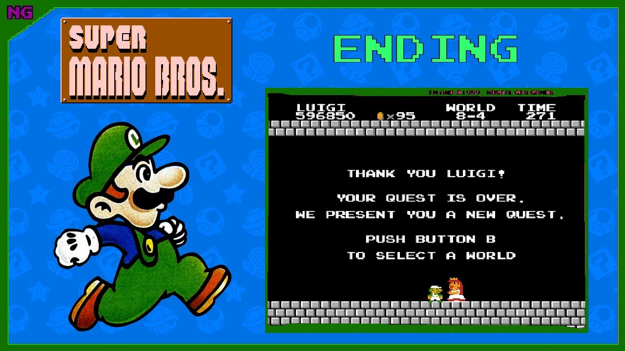 Super Mario Bros. LUIGI ENDING (1985) [NES] - YouTube