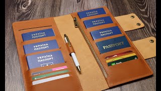 Family passport holder Personalized 4 6 8 10 12 passports leather Travel wallet custom HANDMADE USA
