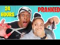 PRANKING MY LITTLE SISTER FOR 24 HOURS !