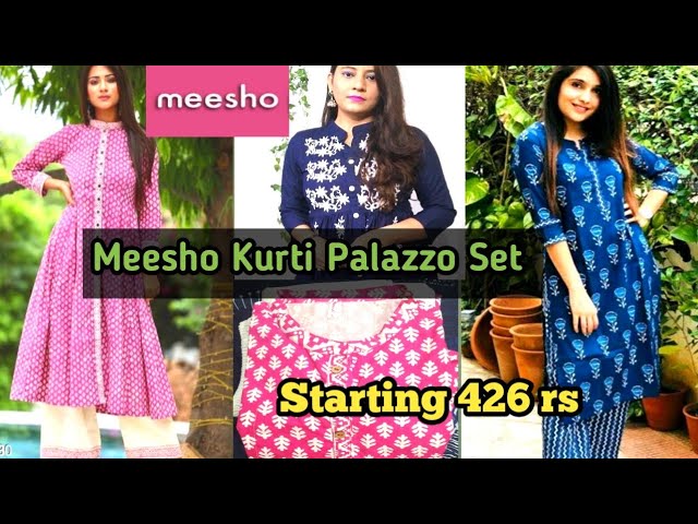 Meesho Kurti Palazzo Set under 500 rs/ Meesho latest kurti haul #meesho  #meeshokurtihaul #meeshohaul 