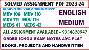 MADVS Solved assignment 2023-24 / MADVS Assignment / Mdv 108, 110, 111, 115, Meds 41, 42 Assignment
