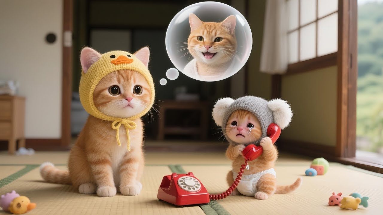 Kitten Misses Mama Cat Deeply Ginger Sister Comforts Him with Love