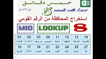 استخراج المحافظة من الرقم القومي عن طريق دالة mid - lookup