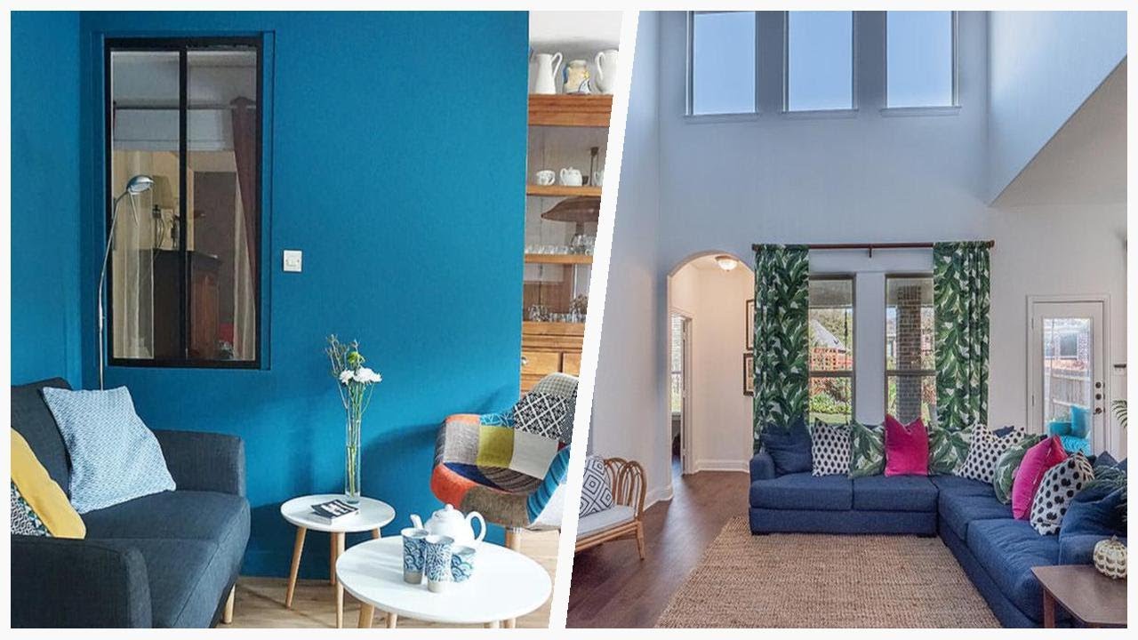 75 Blue Vinyl Floor Living Room Design Ideas You'll Love 🔴 YouTube