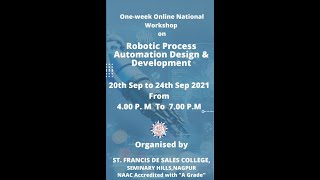 One week online National Workshop on “Robotic Process Automation Design and Development” screenshot 5