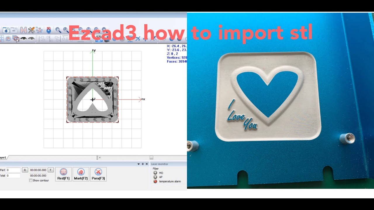 Ezd File Ezcad3 tutorial how to import stl to make relief engraving - YouTube