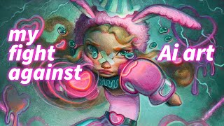 HOW AI ART IS CHANGING MY ARTISTIC PROCESS🫢//Acrylic & Color Pencil Illustration Slowpaint lol