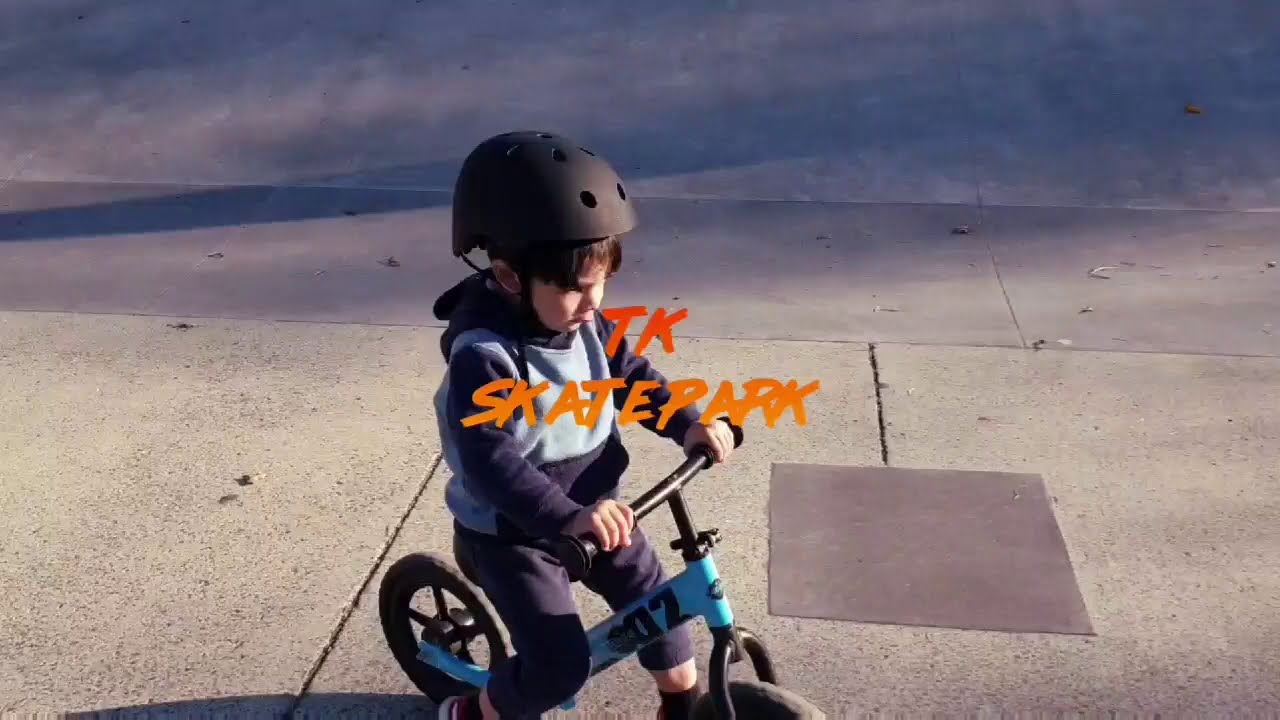2yr old on Balance Bike (enjoying skatepark after lockdown)