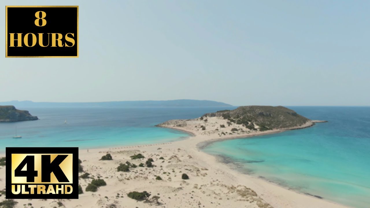 Amazing Beach Greece Elafonisos Ocean Relaxing Music Wallpaper Screensaver Background 4K 8 HOURS