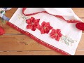 Toalla de Navidad decorada con cintas: con flores de navidad o nochebuena /Flowers Christmas Ribbon