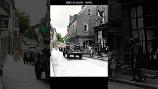 American soldiers pass through Carentan, France, 1944