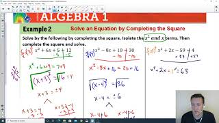 Lesson 9.5 (Part 1 of 3) Solving Equations by Completing the Square