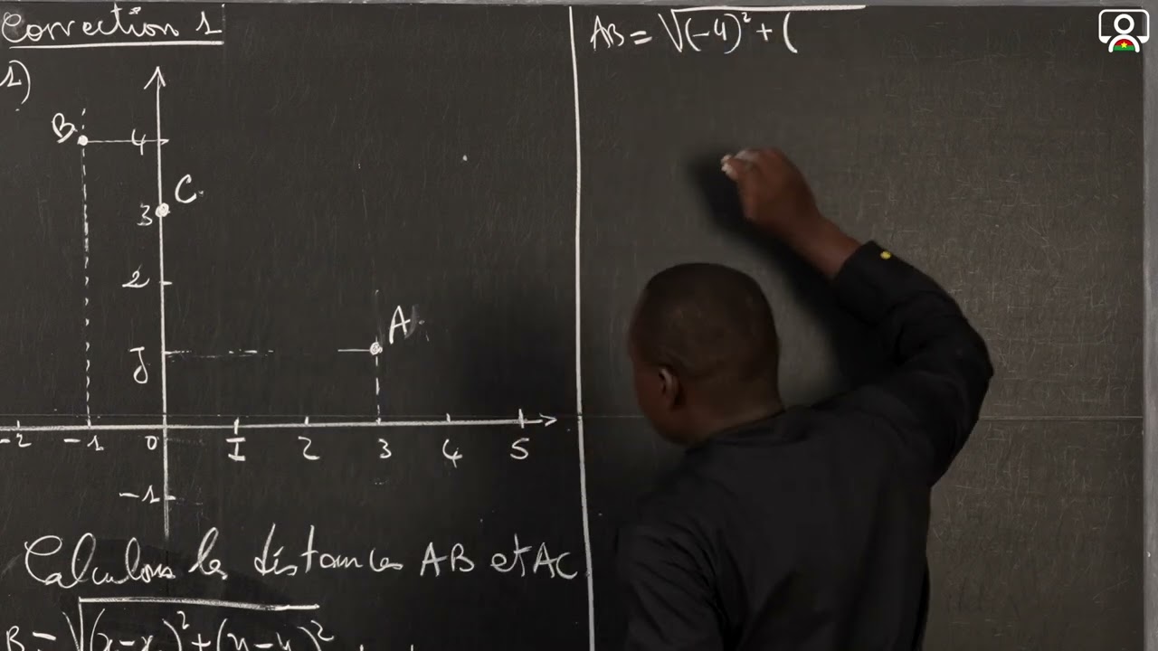 Exercice - 3e - Maths - Géométrie : Répère Orthonormé et Distance 1/2