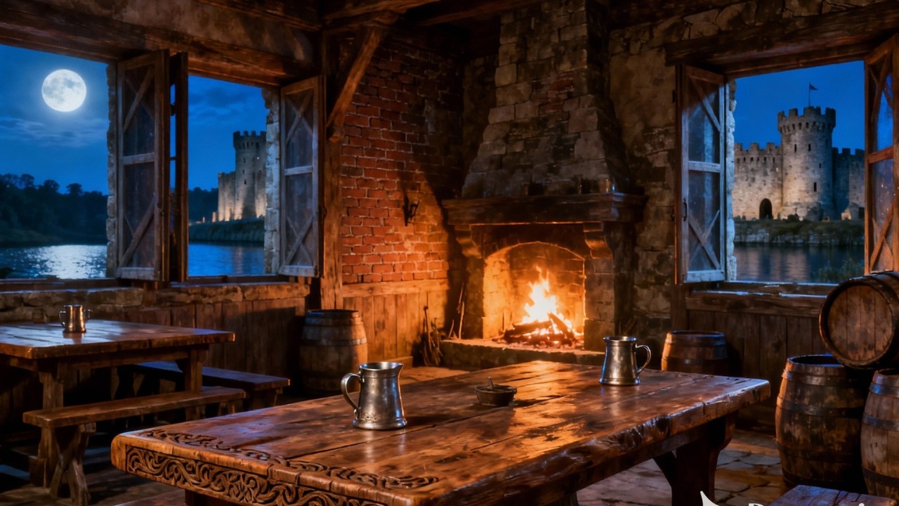 Relaxing Celtic Medieval Music | Cozy Fireplace Tavern & Castle Night