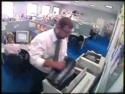 Man getting angry over printer malfunction