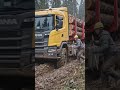 Scania Logging Truck vs Deep Mud Road! #truck #shortvideo #shorts #viral