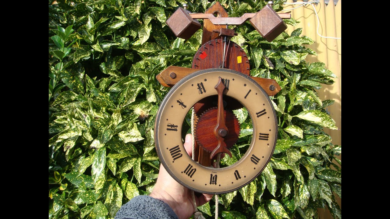Vintage Swiss BAUMANN Gear wooden Wall Clock For Restoration Spare