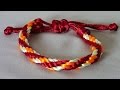 Pulsera Kumihimo fácil 8 hilos roja y naranja