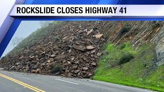 Area of Highway 41 and Highway 33 closed due to rockslide