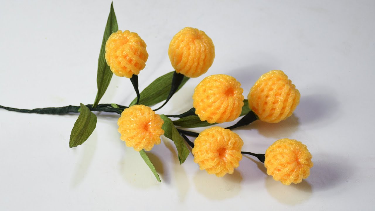 Fruit Foam Net Craft | Yellow Fruit Made of Foam Net | Reuse Ideas
