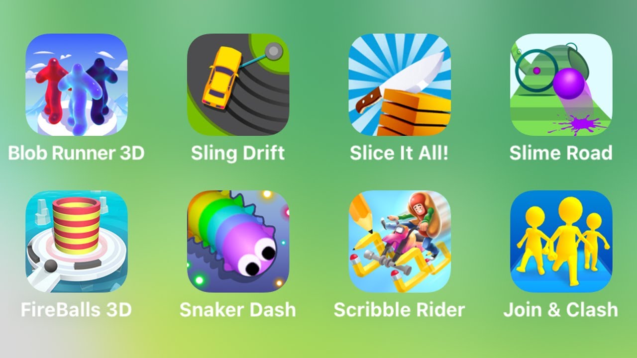 Blob Runner 3D, Sling Drift, Slice It All, Slime Road, Fire Balls 3D, Scribble Rider, Join & Clash