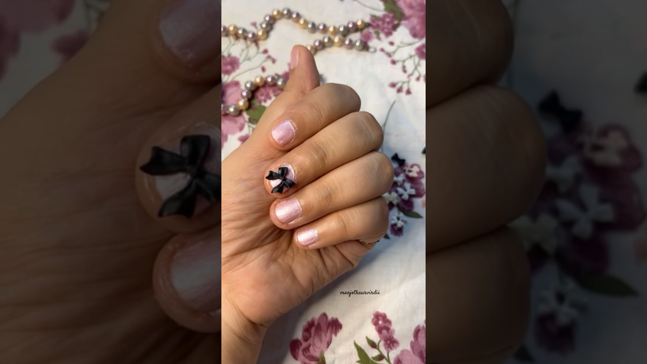 I did unique nail art at home 💅🎀😍 