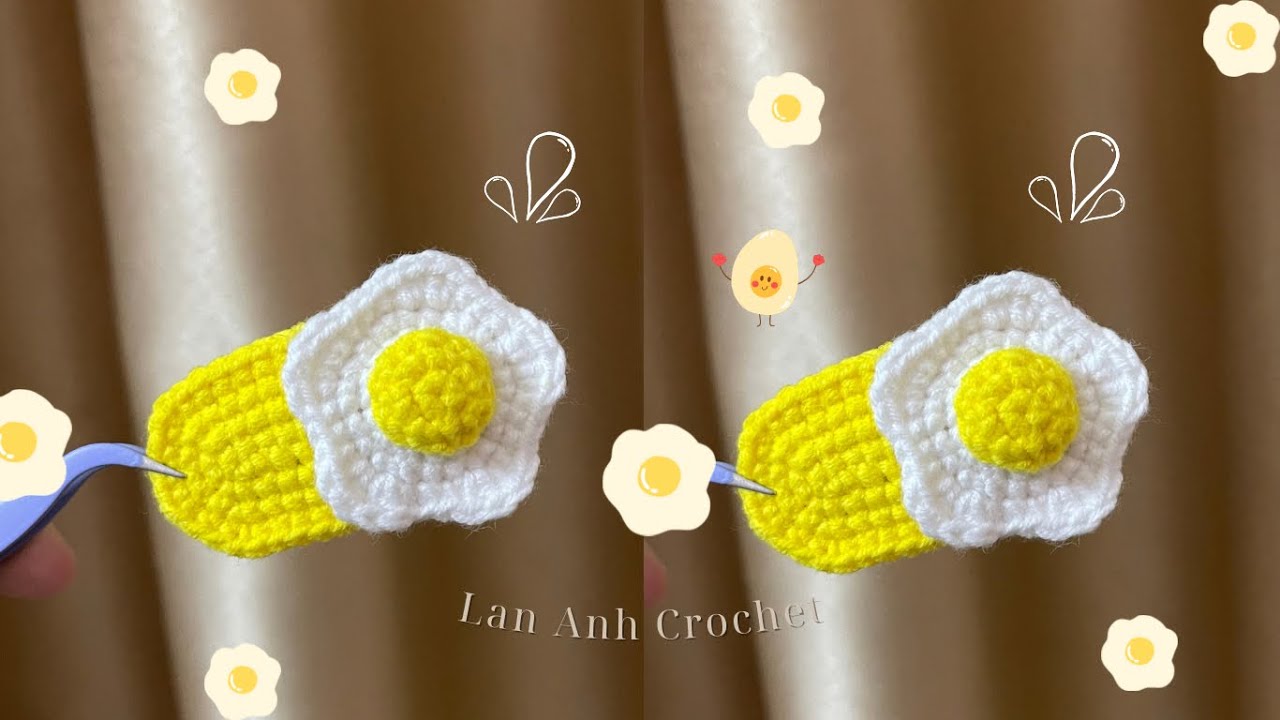 Crochet egg hair clip | Hướng dẫn móc kẹp tóc trứng dán đáng yêu đơn giản | Lan Anh Crochet