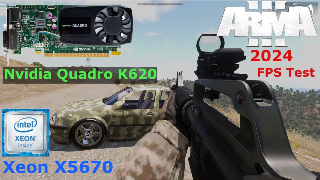 Arma 3 Benchmark Nvidia Quadro K620 and Intel Xeon X5670 Gameplay 2024. FPS Test. ACE3 Realism mod.