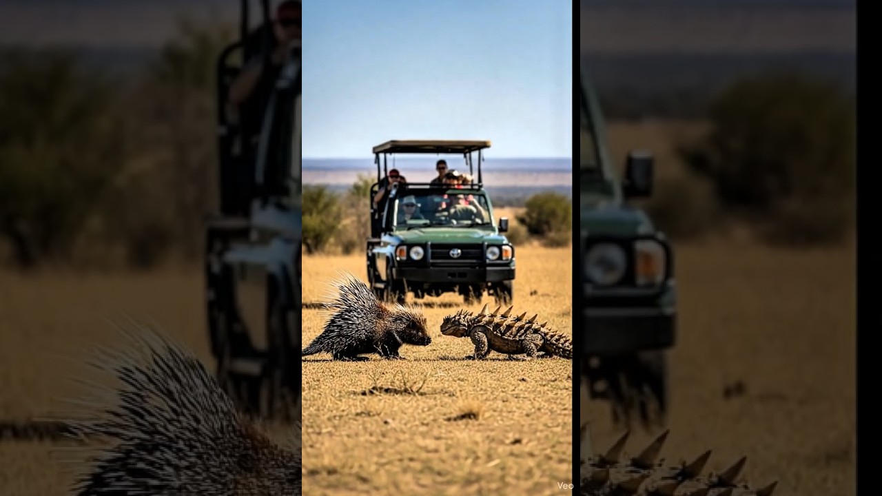 Spinning Death! Porcupine Launches Quills as Lizard Fights Back! 