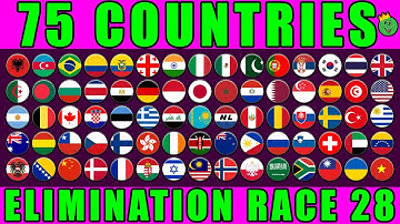 75 Countries Elimination Marble Race in Algodoo Ep. 28 \ Marble Race King