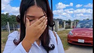 Rich man gives a new Tesla to a beautiful women with a big heart Her reaction made us cry 🥹