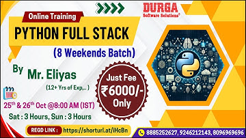 PYTHON FULL STACK (8 Weekends Batch) Online Training @ DURGASOFT