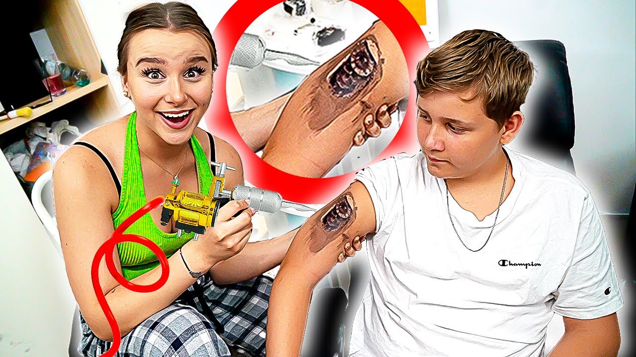Ich tätowiere meinen 14 jährigen Bruder ! 😳❤️ (Familie weiss es nicht) - Celina