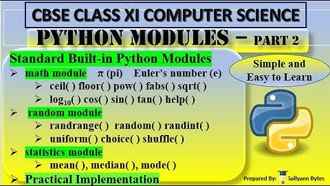 Python Modules (Part 2) | CBSE Class 11 Computer Science | Python Built- in Modules Explained
