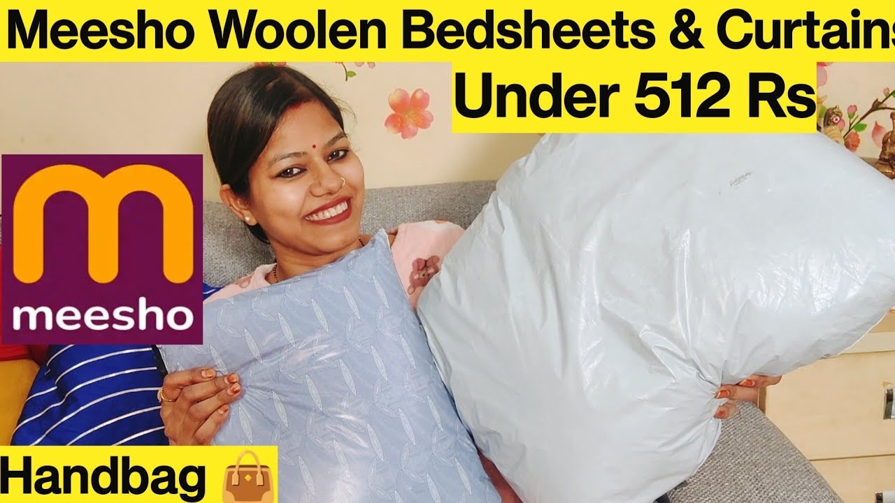 Meesho Woolen Bedsheets Haul/ Curtains, Woollen Bedsheets with pillow