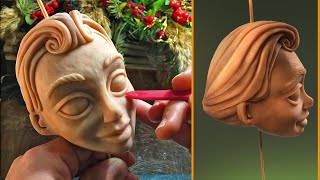Pinocchio, Adventures of Pinocchio (inspired by), Small head Sculpture, made with Super Sculpey
