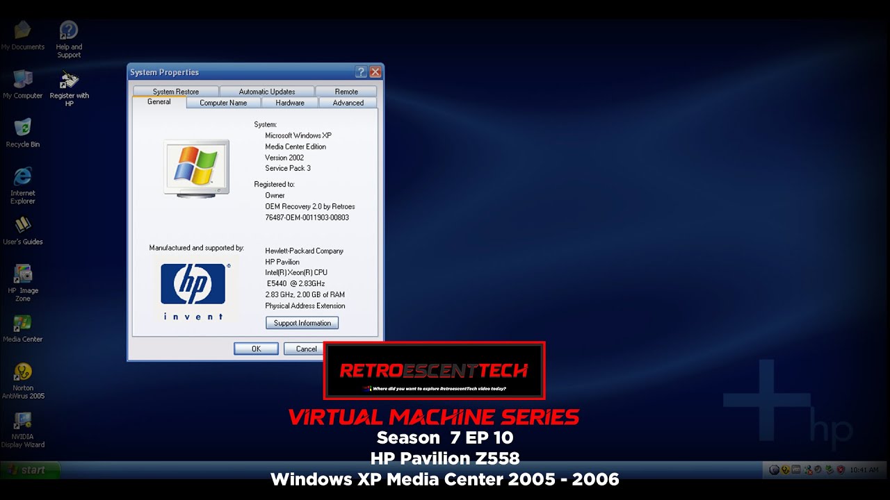 RetroescentTech VM Series Season 7 EP10 - HP Pavilion Z558 - Windows XP MCE 2005 - 2006