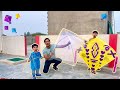 Yellow Biggest Eye Kite | Big Plasticbag Kite Make | Small kite Flying Challenge