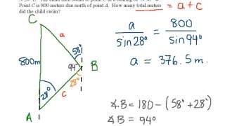 PC - 6.1 Example 7 - Using Bearings and the Law of Sines