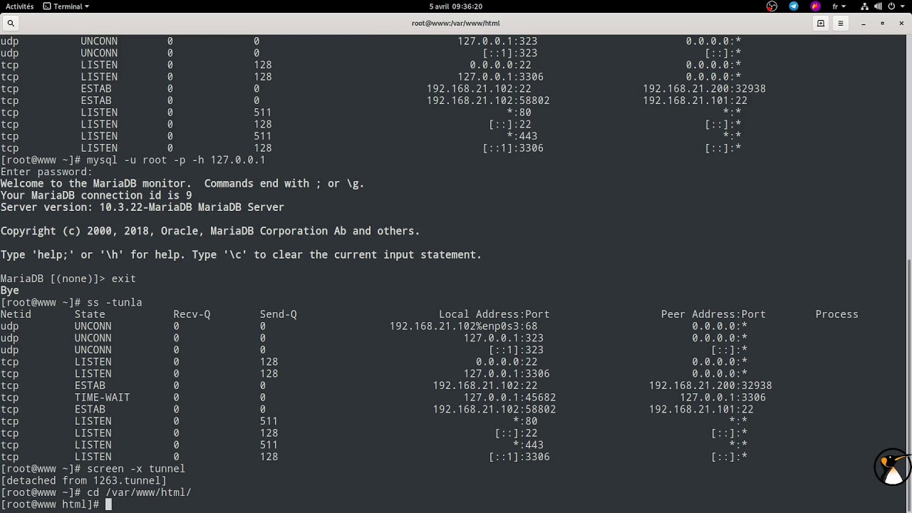 Créer un tunnel sécurisé entre un serveur Web et une base MariaDB ou MySQL avec SSH !