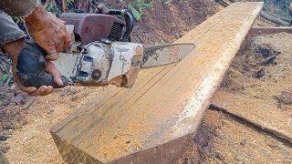 MENGGERGAJI KAYU UNTUK RENG DILOKASI TEPIAN SUNGAI WITH CHAINSAW RAKITAN