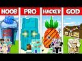 Minecraft: SPONGEBOB FAMILY HOUSE - NOOB vs PRO vs HACKER vs GOD in Minecraft Animation