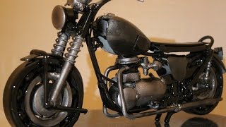 Vintage Motorcycle made from recycled metal, Weld Scrap metal sculpture