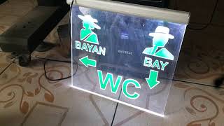 Bay Bayan Wc Yönlendirme Tabelası Led Aydınlatmalı Pleksi Malzeme